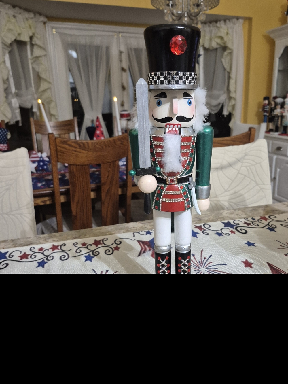 Classic Green and Red Wooden Nutcracker Holiday Figurine